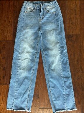 High-Rise Light Blue Straight-Leg Jeans size 2